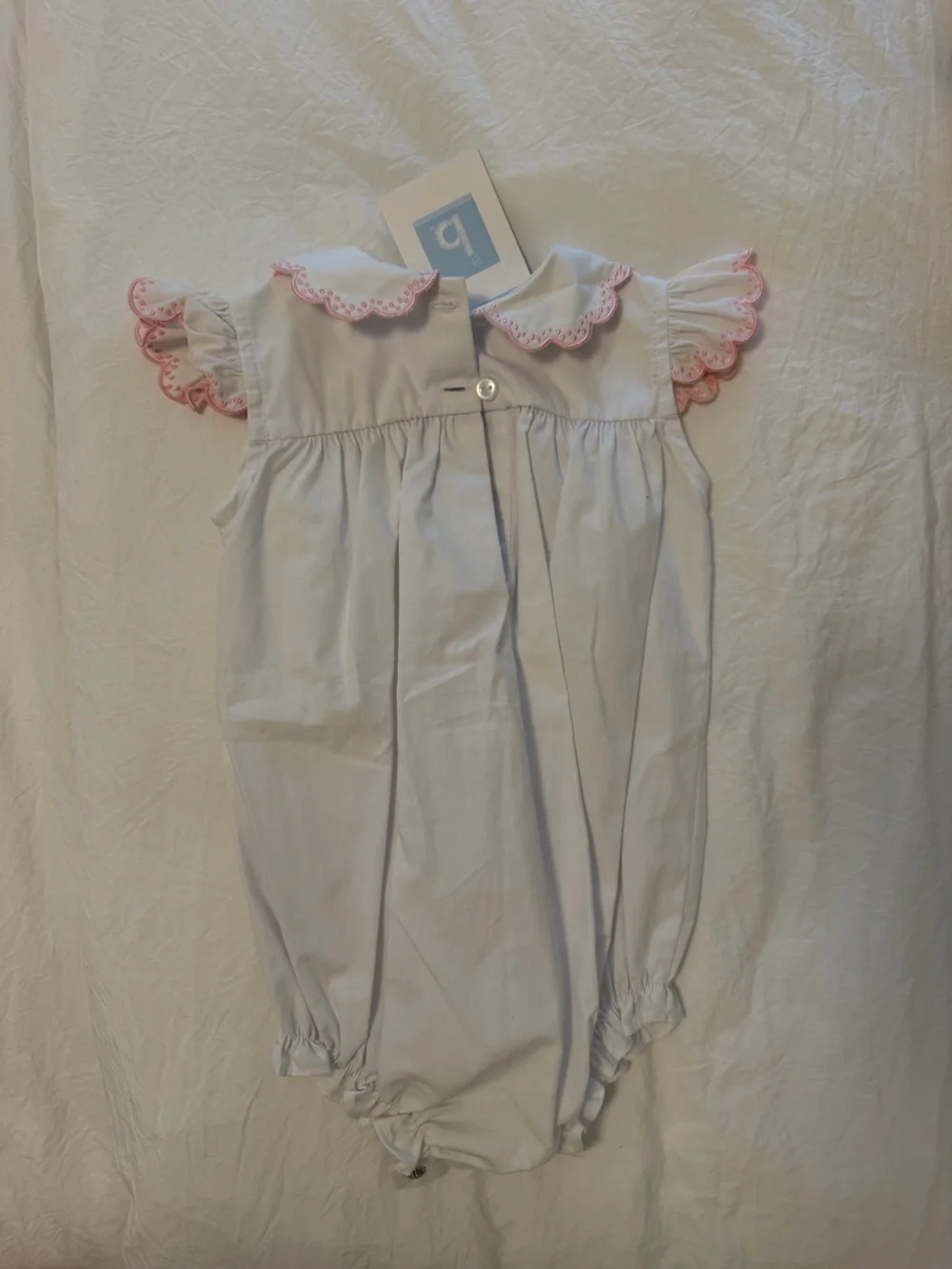 Classic White Baby One-Piece with Pink Trim- NWT